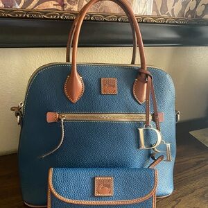 Dooney & Bourke Blue and Brown Leather Bag and Wallet